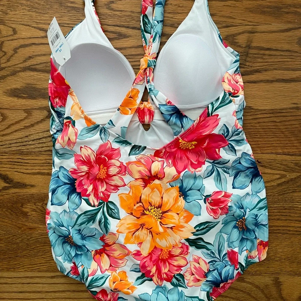Time and Tru Floral One Piece Swimsuit - Multicolor - Picture 2 of 5